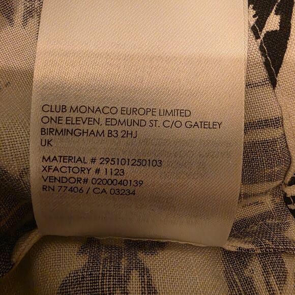 Club Monaco Top Womens XS Black White Floral Linen Blend Shell Blouse NWT - Picture 11 of 11